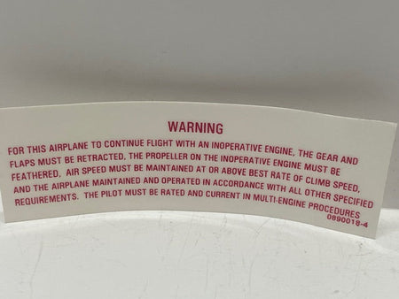 PLACARD, INOP ENGINE 0890018-4 aviation component, SKU 0890018-4